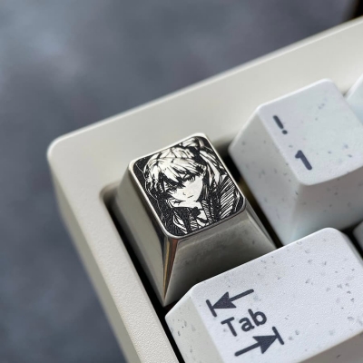 1U Titanium Alloy Artisan Keycaps Precision Pointillism for Mechanical Keyboard -Asuka